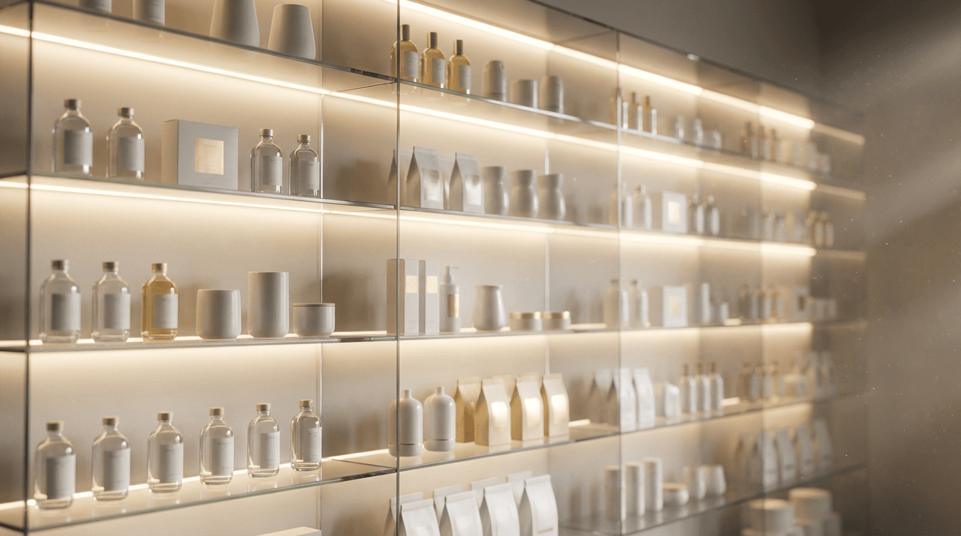 Professional product display with modern lighting