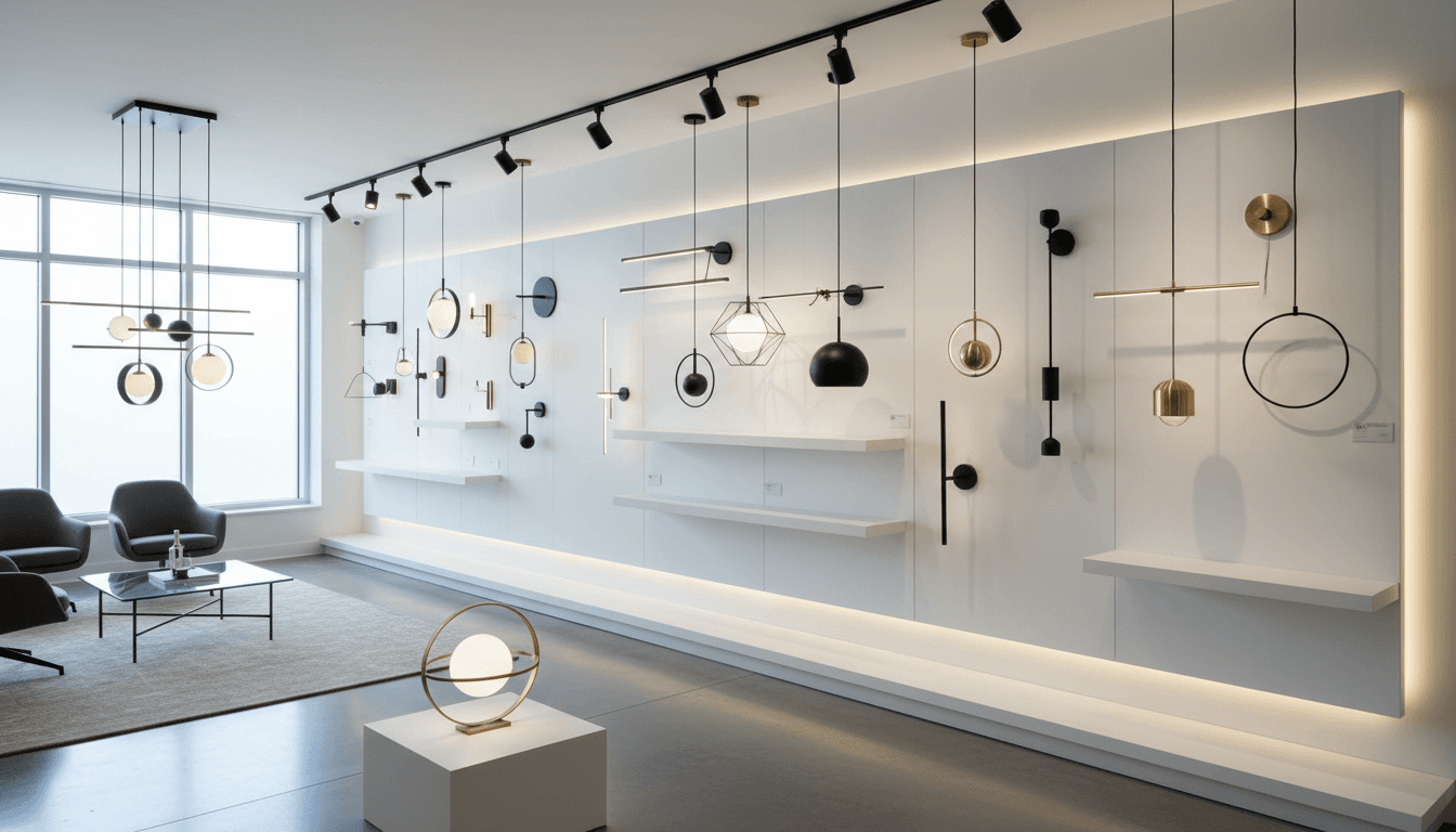 Modern product presentation display with professional lighting and clean setup